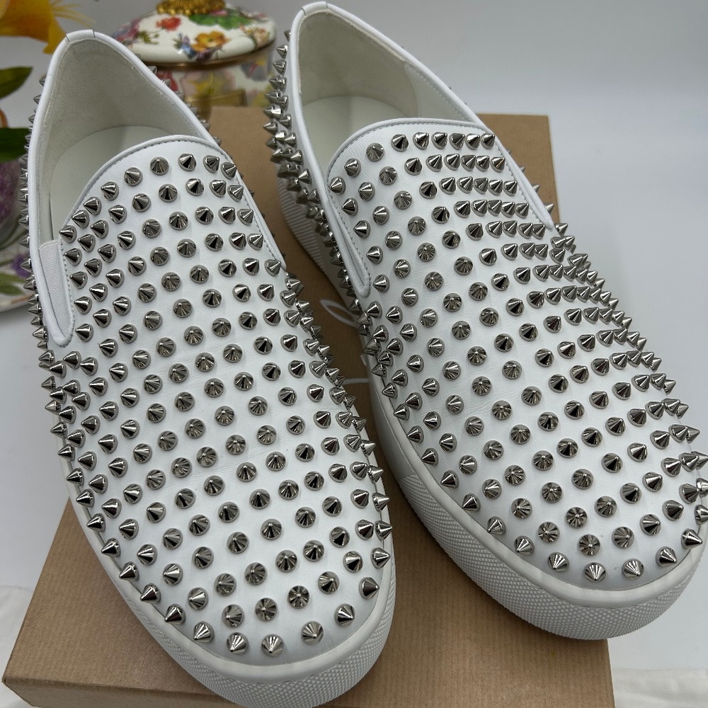 Men’s Christian Louboutin roller boat spiked sneakers size 45 made in Italy